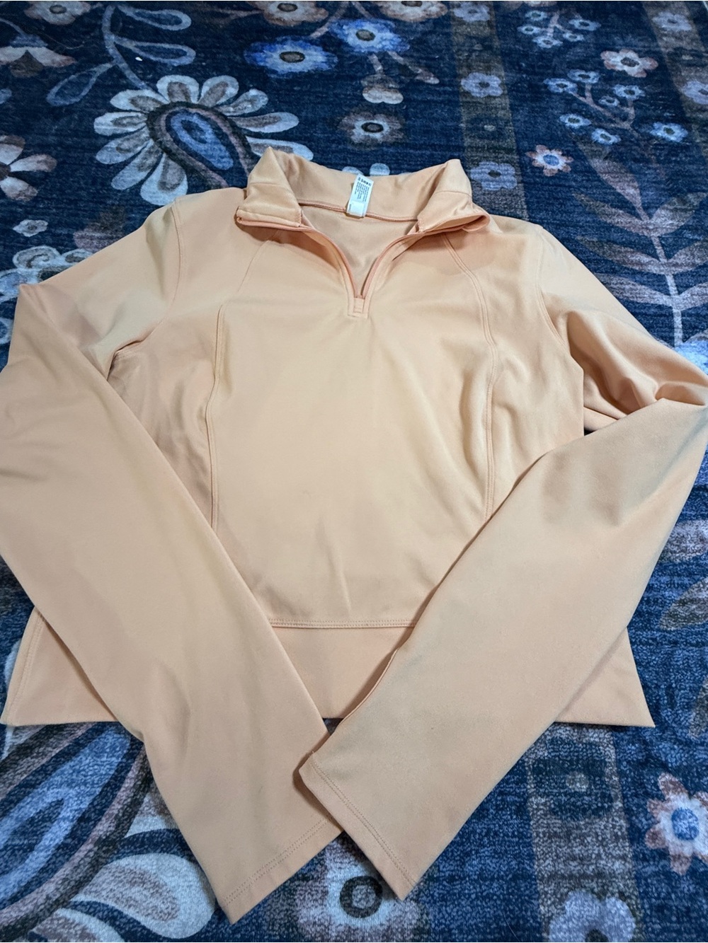Yogalicious Peach Cowl-Neck Quarter Zip Sweater